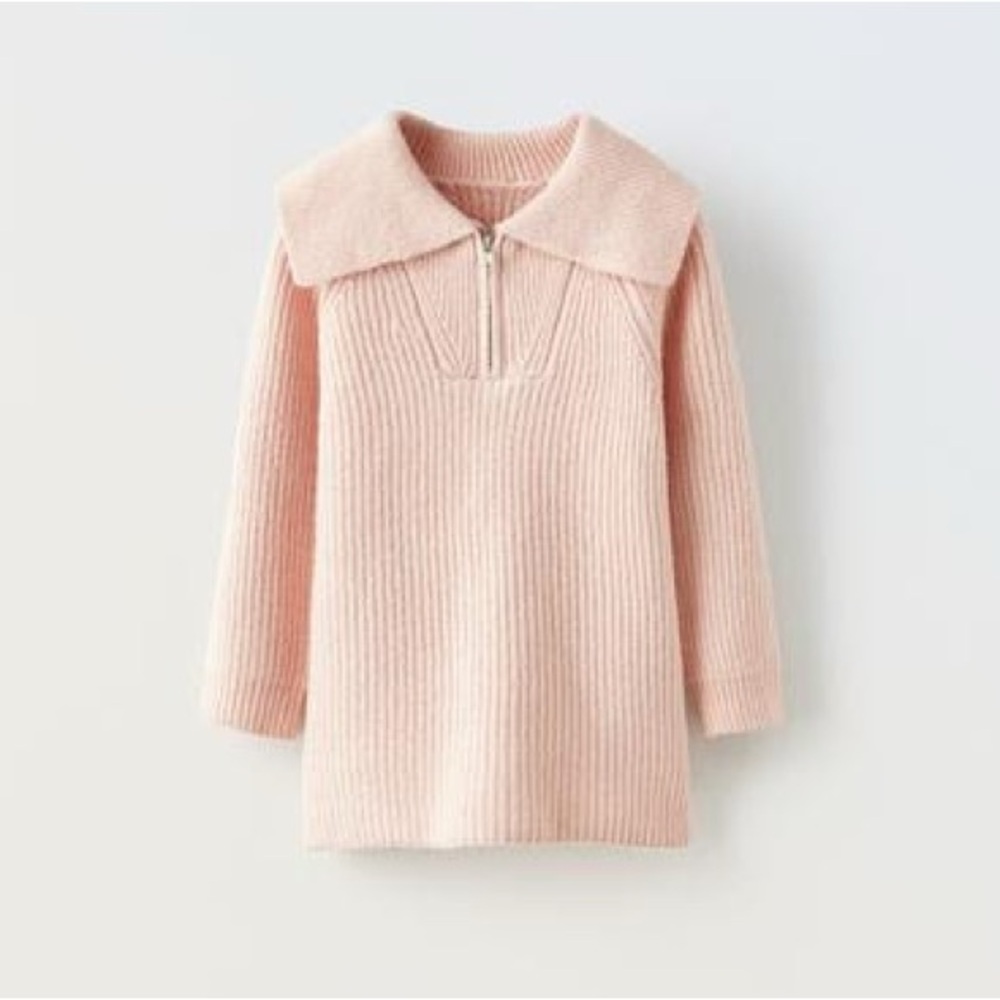 NWT ZARA KNIT SWEATER DRESS WITH ZIPPER PINK 0/2582/469/620/72